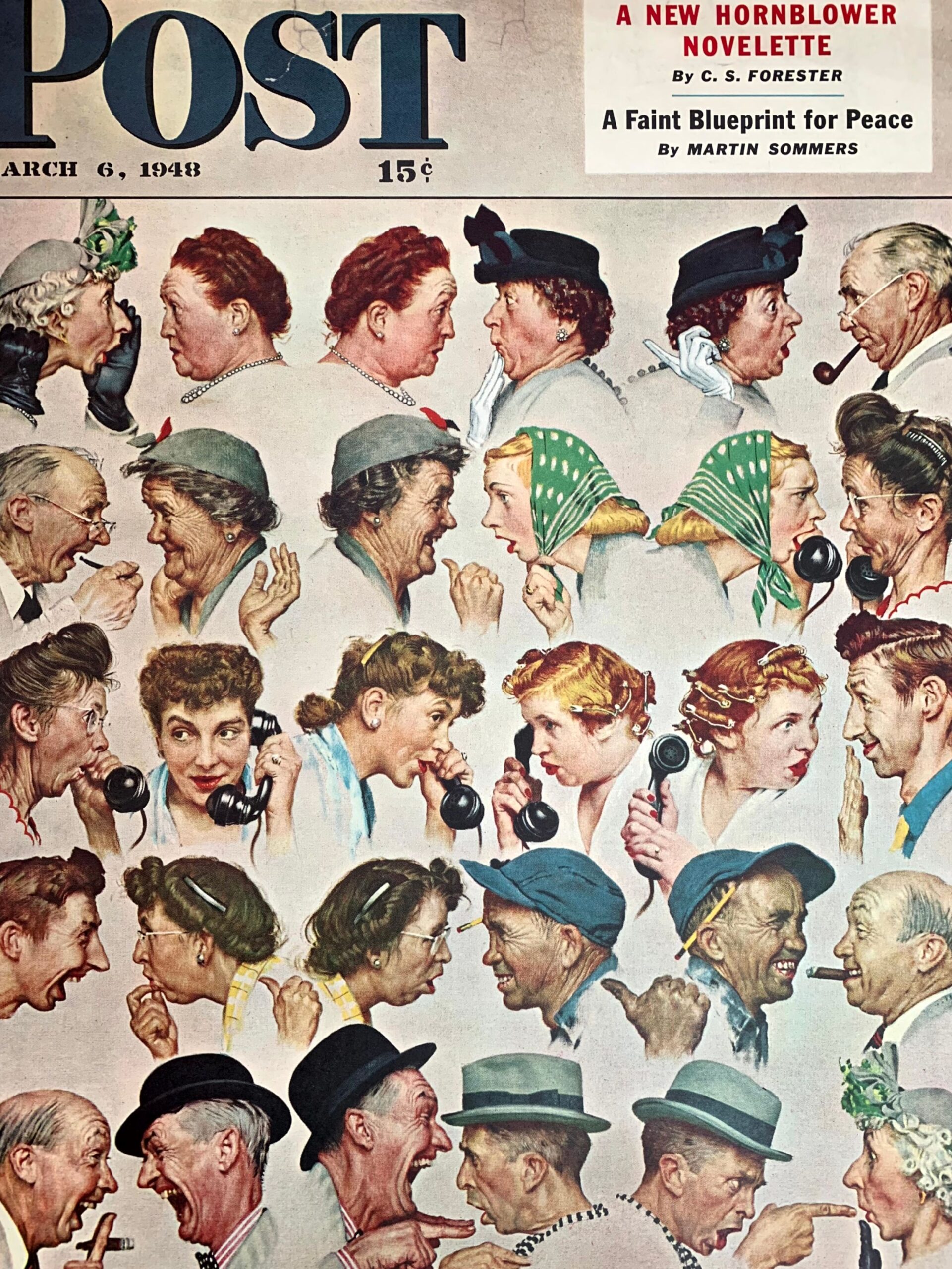 Saturday Evening Post - Gosspips Art by Norman Rockwell (1948) 22"X28" Newstand Poster LB - Image 3