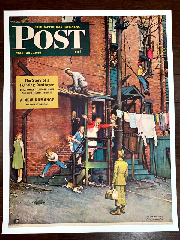 WW2 Saturday Evening Post - Art Norman Rockwell (1945) 22"X28" Newstand Poster LB