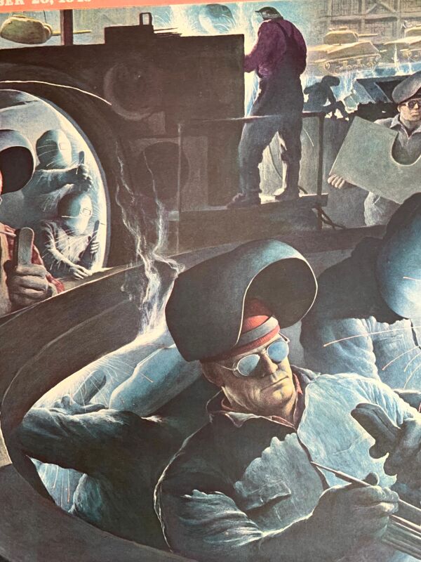 WW2 Saturday Evening Post - Art Robert Riggs (1943) 22"X28" Newstand Poster LB - Image 3