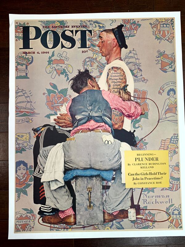 WW2  Saturday Evening Post - Art Norman Rockwell (1944) 22"X28" Newstand Poster LB