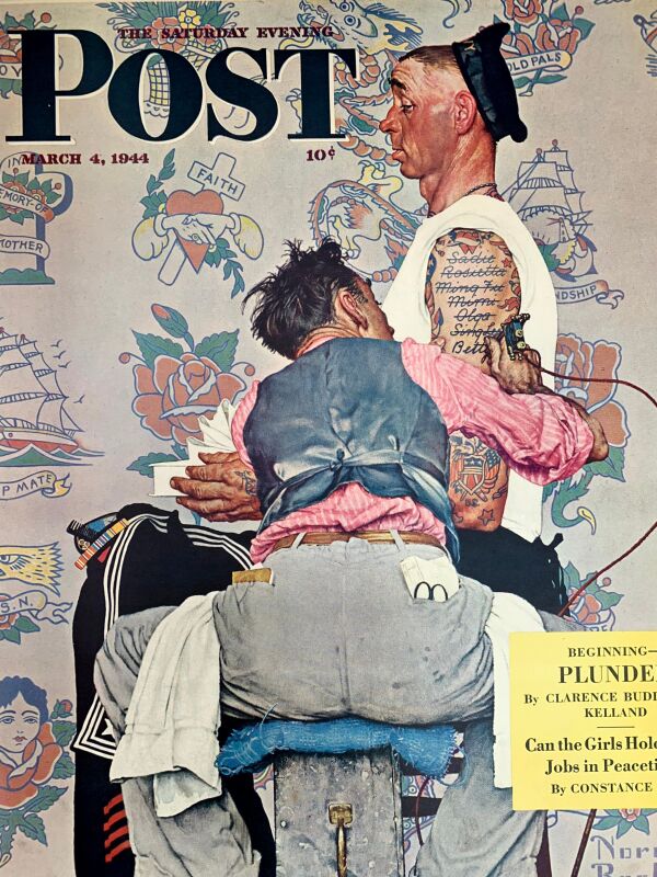 WW2  Saturday Evening Post - Art Norman Rockwell (1944) 22"X28" Newstand Poster LB - Image 3