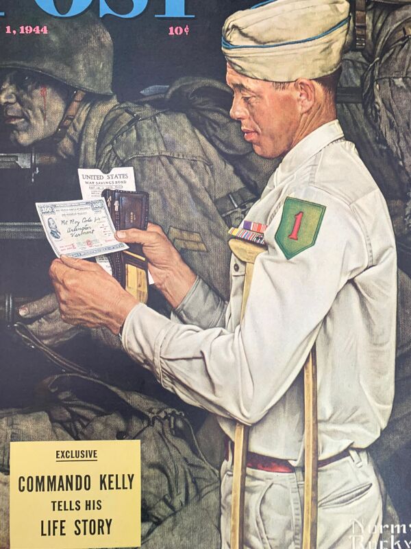 WW2 Saturday Evening Post-Art Norman Rockwell (1944) 22"X28" Newstand Poster LB - Image 3