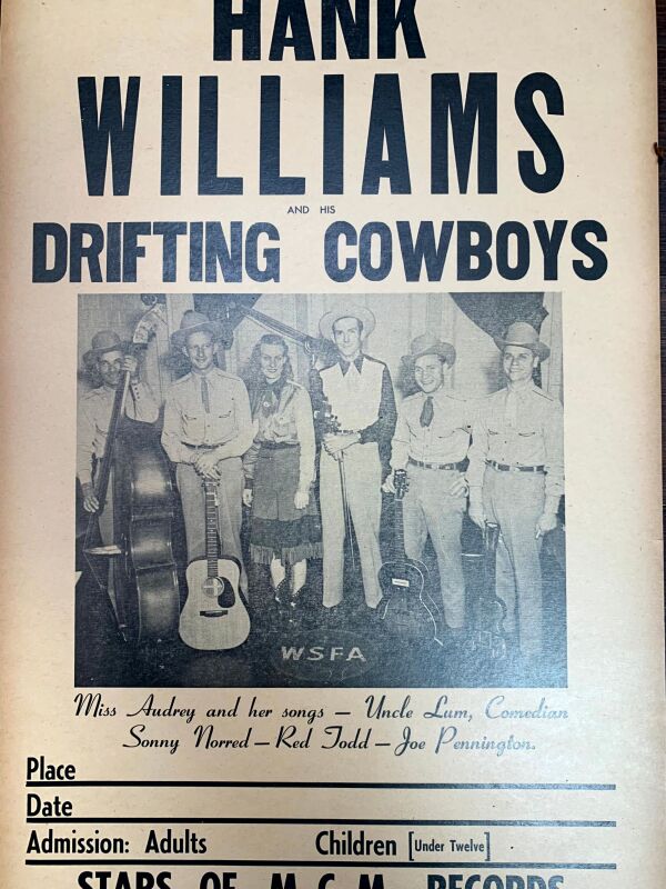 Hank Williams & The Drifting Cowboys (1949) 11"X17" Music Concert Poster - Image 6
