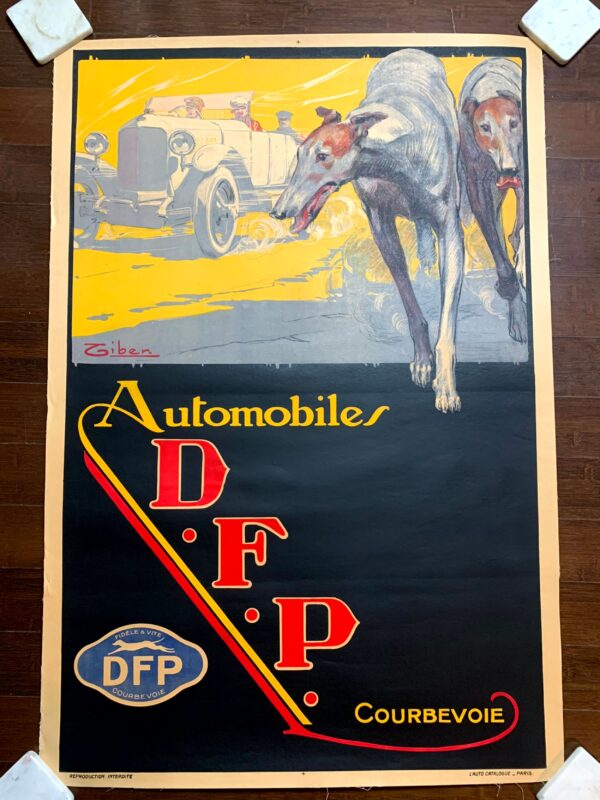 D.F.P Automobiles (1910) 31.5"X46.25" French Advertising Poster LB