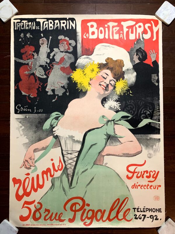 Treteau de Tabarin la Boite a Fursy - Art by Grun (1901) 34.25"X46.5" French Advertising Poster LB