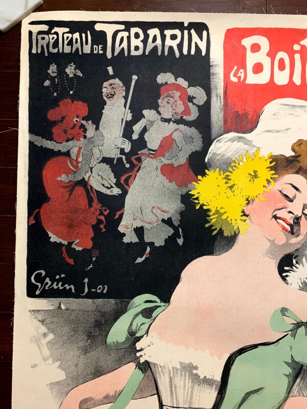 Treteau de Tabarin la Boite a Fursy - Art by Grun (1901) 34.25"X46.5" French Advertising Poster LB - Image 3