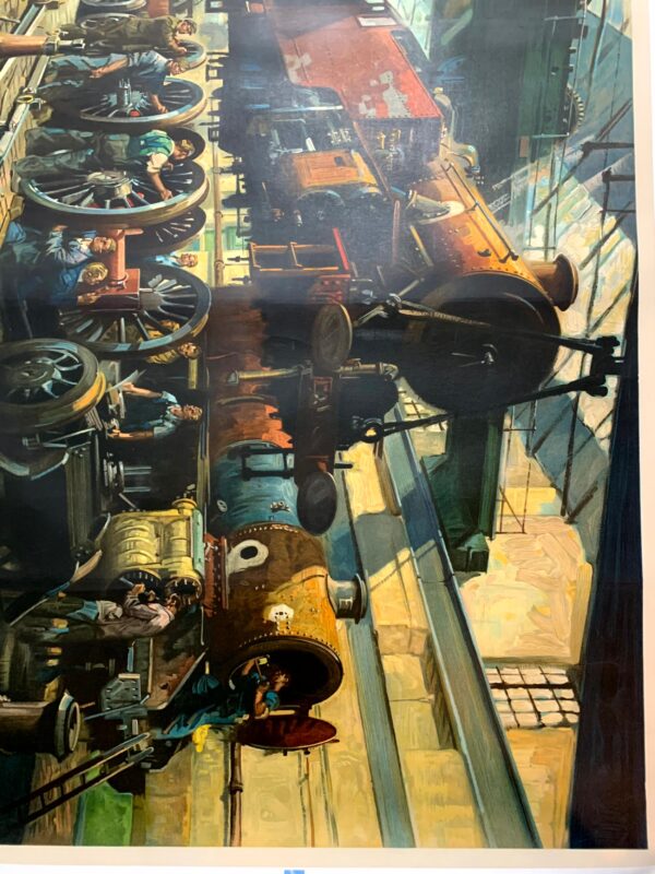 The Engine is Wheeled - Art by Terence Cuneo (1949) 39.5"X49" UK Travel Poster LB - Image 3