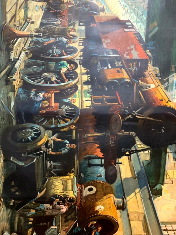 The Engine is Wheeled - Art by Terence Cuneo (1949) 39.5"X49" UK Travel Poster LB - Image 6
