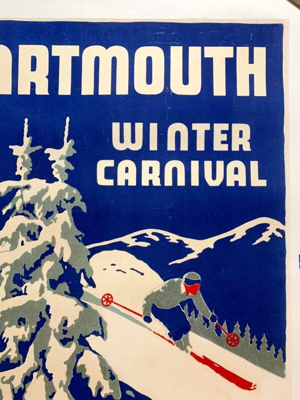 Dartmouth Winter Carnival - Art by Ted Hunter (1937) 22"X34" Swiss Travel Poster LB - Image 3