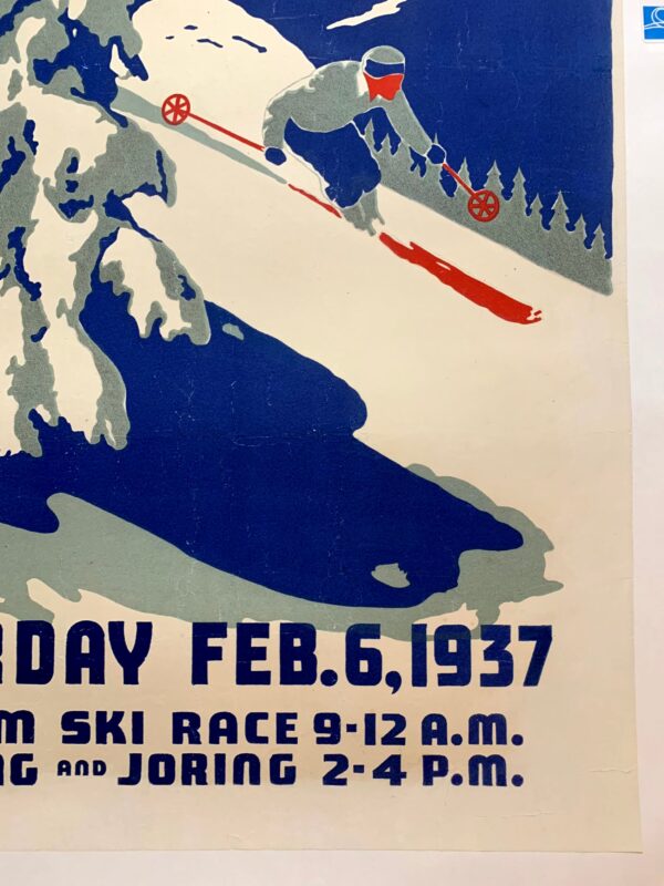 Dartmouth Winter Carnival - Art by Ted Hunter (1937) 22"X34" Swiss Travel Poster LB - Image 4