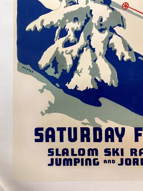 Dartmouth Winter Carnival - Art by Ted Hunter (1937) 22"X34" Swiss Travel Poster LB - Image 5