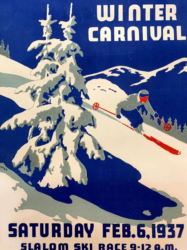 Dartmouth Winter Carnival - Art by Ted Hunter (1937) 22"X34" Swiss Travel Poster LB - Image 7