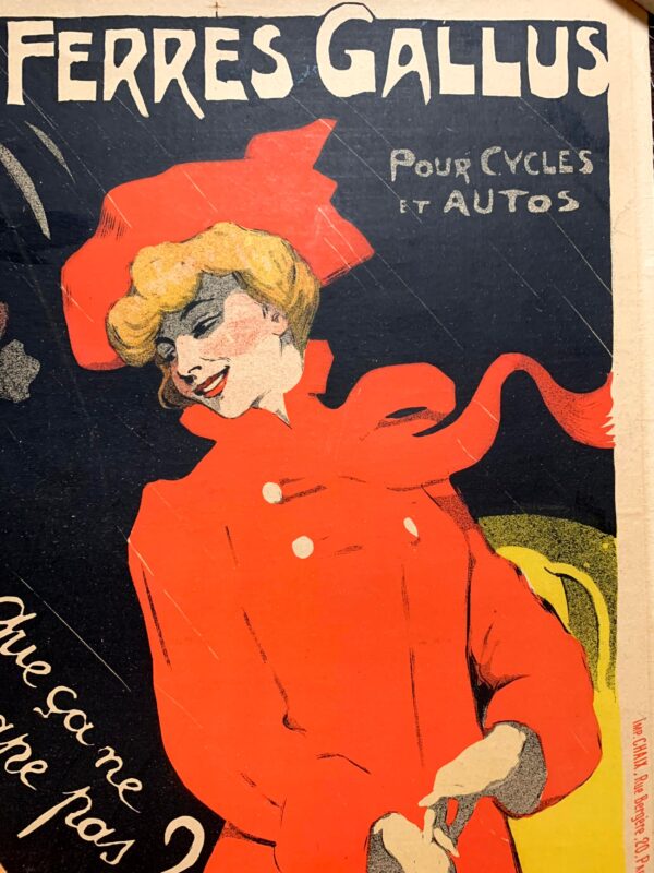 Pneu Ferres Gallus - Art by Grun (1900) 15.5"X23.5" French Advertising Poster LB - Image 2