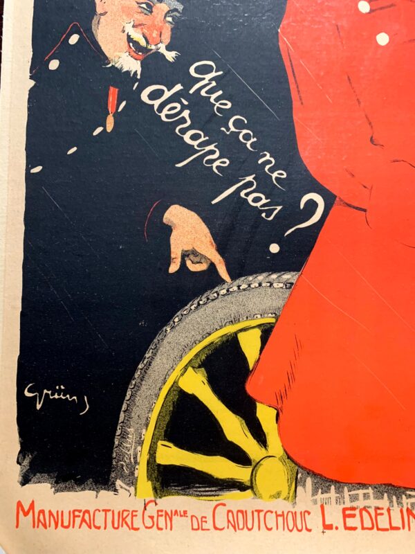 Pneu Ferres Gallus - Art by Grun (1900) 15.5"X23.5" French Advertising Poster LB - Image 3