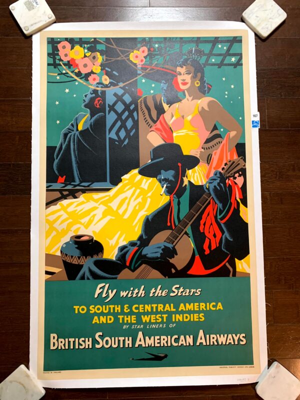 Fly With the Stars  - British South American Airways (1947) 25"X40.25" UK Travel Poster LB