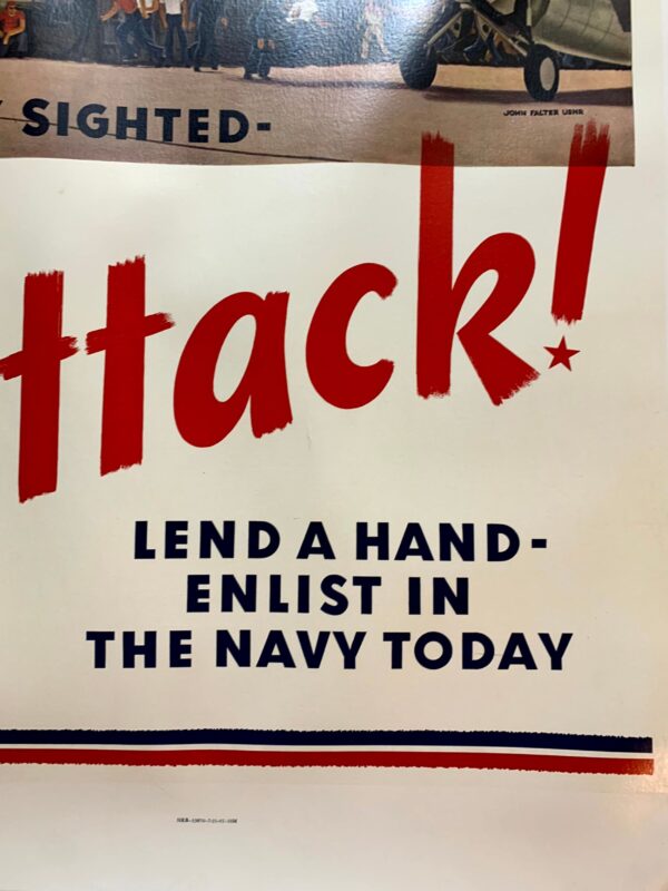 Enemy Sighted Attack! - Art by John Falter (1945) 28.5"X42" US WWII Poster LB - Image 4