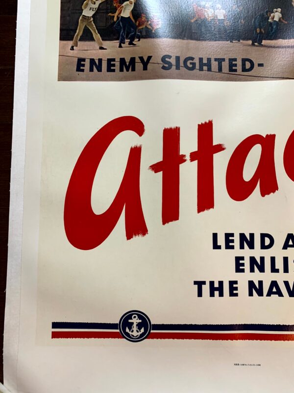 Enemy Sighted Attack! - Art by John Falter (1945) 28.5"X42" US WWII Poster LB - Image 5