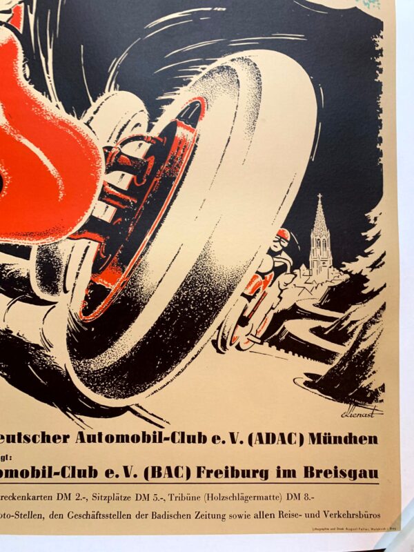 Grosser Bergpreis Freiburg - Art by Kienast Eugen (1950) 23.25"X33" German Advertising Poster LB - Image 4