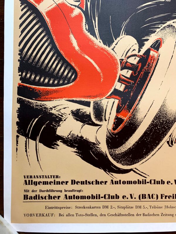 Grosser Bergpreis Freiburg - Art by Kienast Eugen (1950) 23.25"X33" German Advertising Poster LB - Image 5