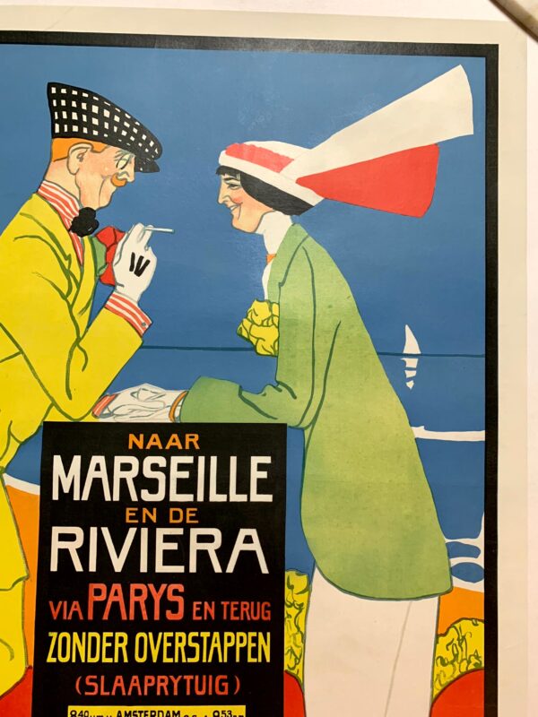 Marseille en de Riviera - Art by Willy Sluiter (1913) 24.75"X33.25" French Advertising Poster LB - Image 3