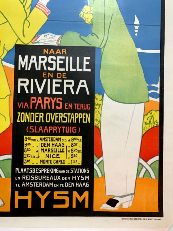 Marseille en de Riviera - Art by Willy Sluiter (1913) 24.75"X33.25" French Advertising Poster LB - Image 4