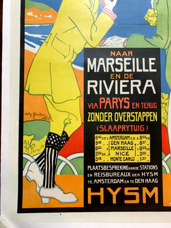 Marseille en de Riviera - Art by Willy Sluiter (1913) 24.75"X33.25" French Advertising Poster LB - Image 5