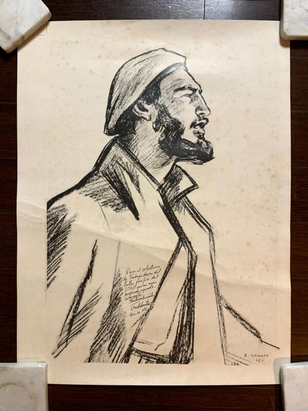 Castro Artist Rendering  - Signed by Fidel Castro (1981) 18.75"X24.75" Cuban Poster