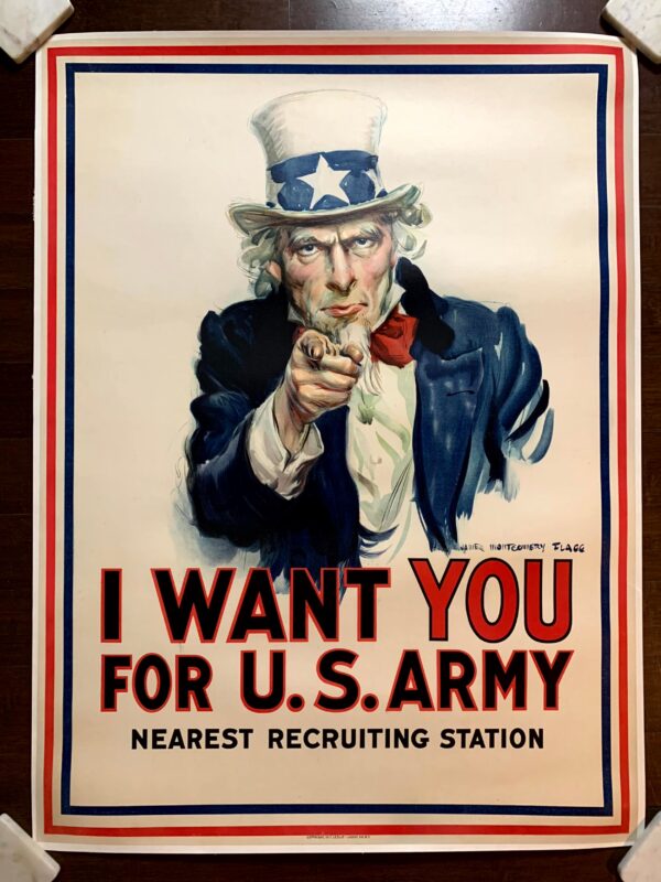 I Want You! - Art by James Montogomery Flagg (1943) 30"X40 US WWII Poster LB