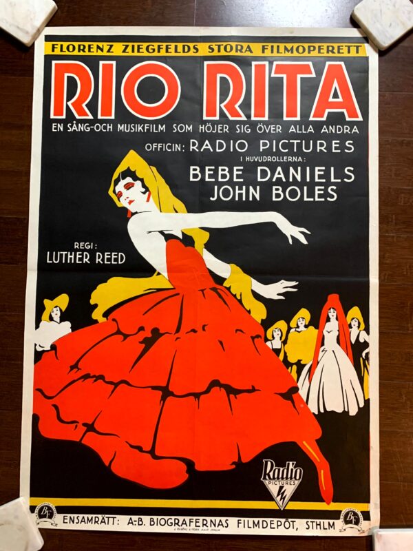 Rio Rita - Bebe Daniels (1929) 27.5"X39.5" Swedish Movie Poster