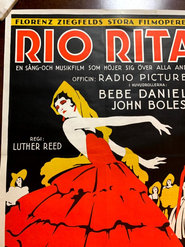 Rio Rita - Bebe Daniels (1929) 27.5"X39.5" Swedish Movie Poster - Image 3