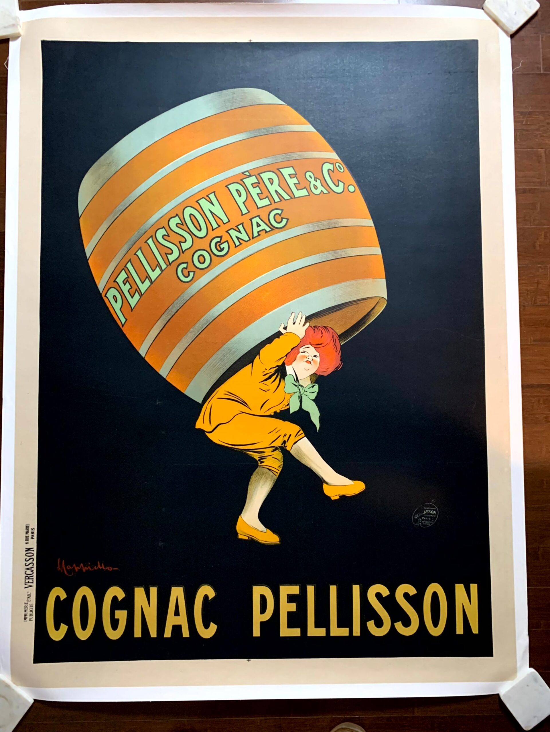 Cognac Pellisson - Art by Cappiello (1920) 46.5"X63" French Advertising Poster LB