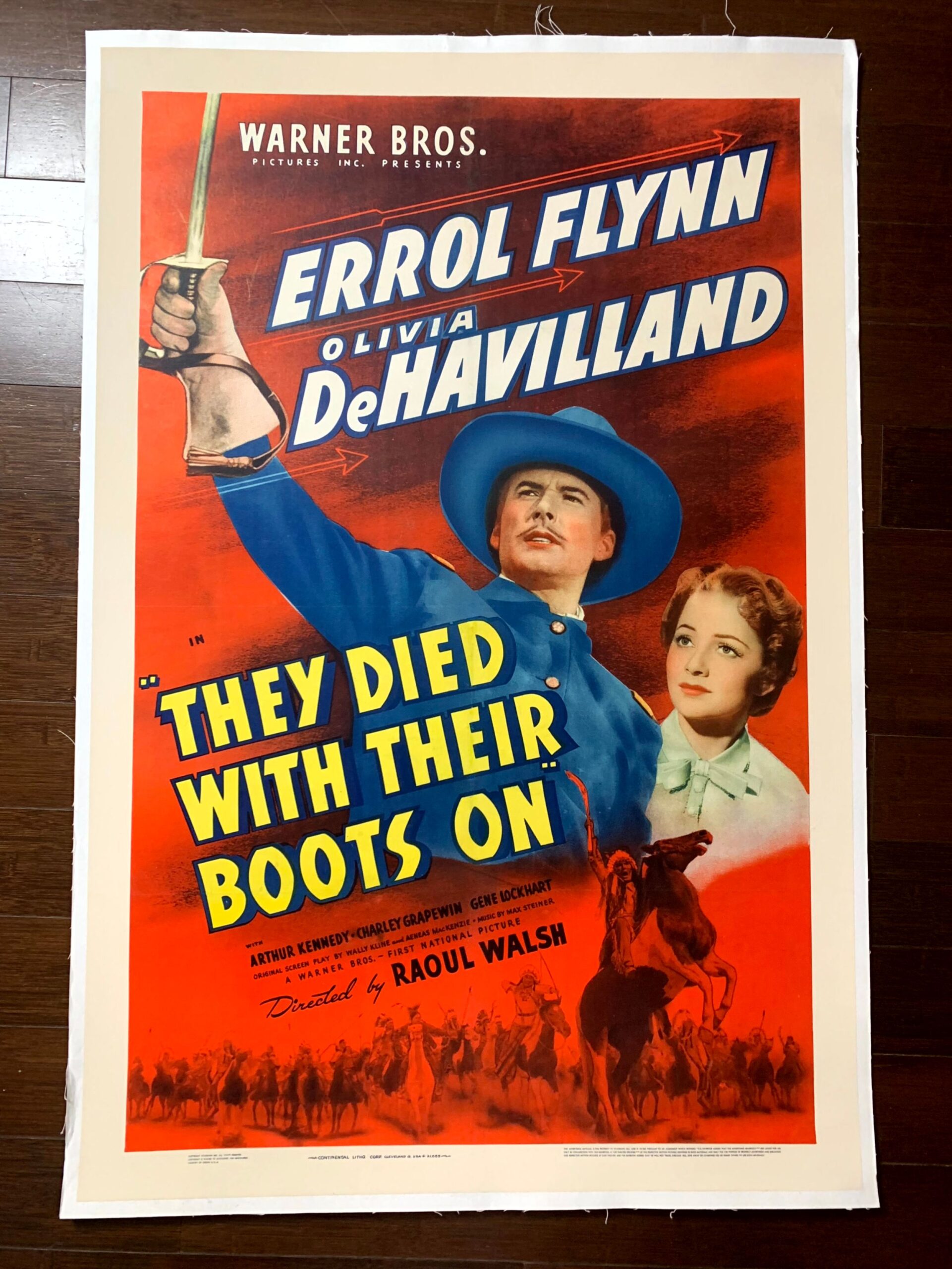 They Died With Their Boots On - Errol Flynn (1941) US One Sheet Movie Poster LB