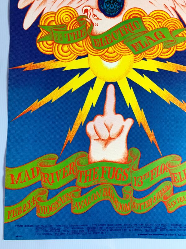 FD104-PO 1st Printing - Electric Flag (1968) 14"X20" US Psychedelic Music Poster - Image 3