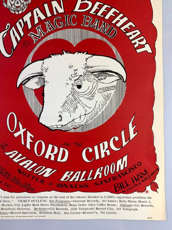 FD013-PO 2nd Printing - Captain Beefheart (1966) 14 3/8"X20" US Psychedelic Music Poster - Image 4
