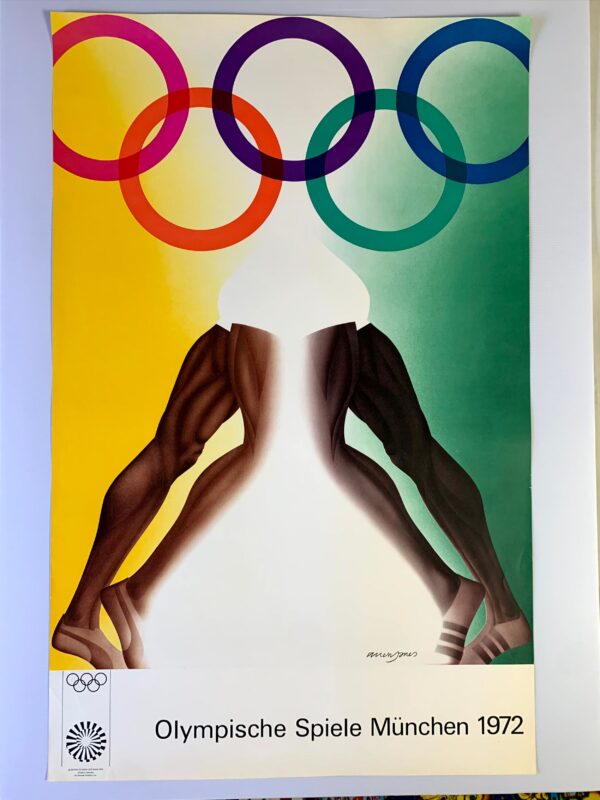 Munich Olympics 1972 - Art by Allen Jones (1970) 25" x40" German Sports Lithograph Poster