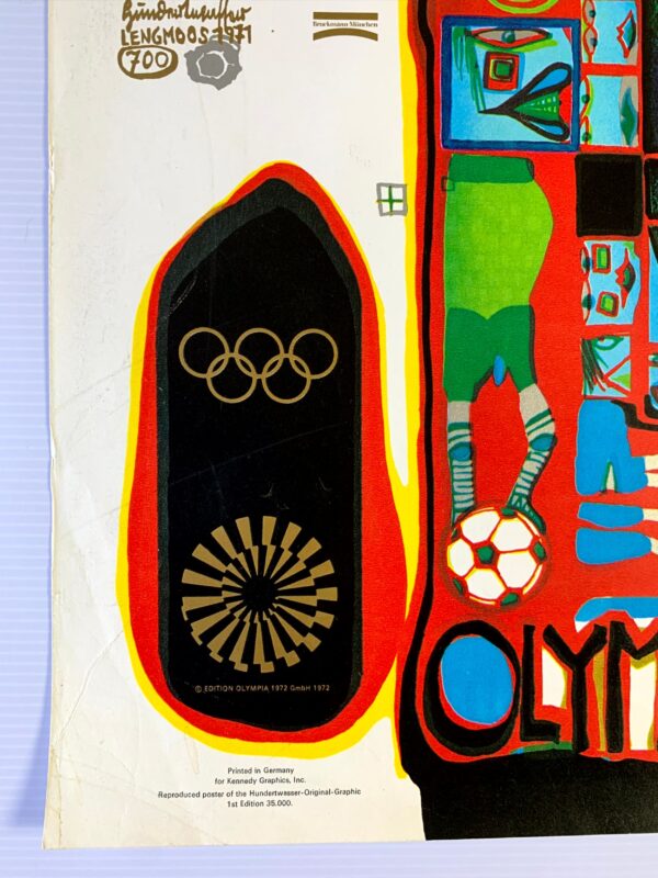Munich Olympics 1972 - Art by Friedensreich Hundertwasser (1972) 25" x40" German Sports Lithograph Poster - Image 2