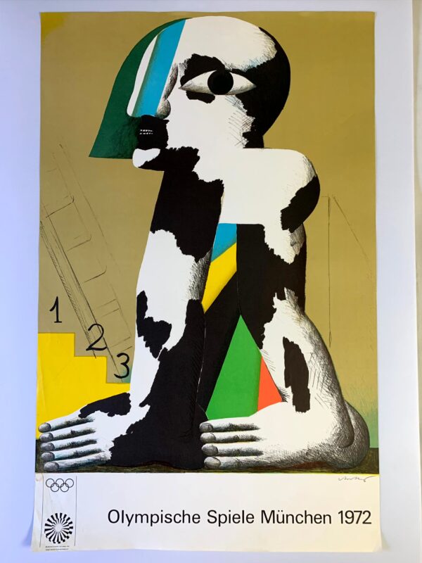 Munich Olympics 1972 - Art by Horst Antes (1970) 25" x40" German Sports Lithograph Poster