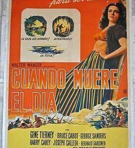 Sundown - Vintage 1941 Argentinean LB Poster - Sexy Colorful Gene Tierney Art!!!