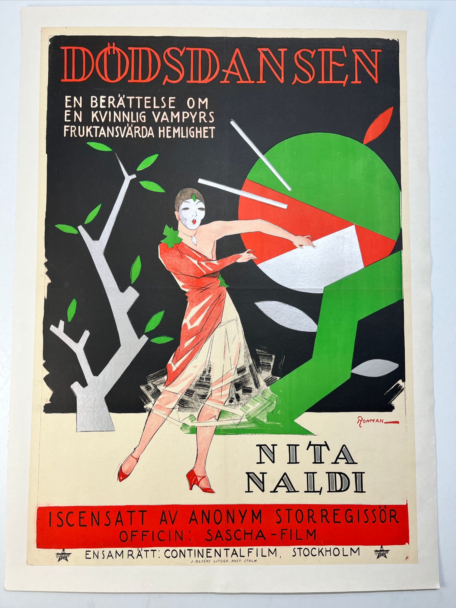 Dodsdansen - Art By Rohman (1927) 28x39 Swedish Movie Poster LB