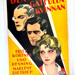 Three Loves - Marlene Dietrich before US - Art by Rohman (1929)  Swedish One Sheet Movie Poster LB