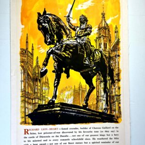 London Transport - Richard Lion-Heart - Art by John Finnie (1963) 25"x40" UK Travel Poster LB