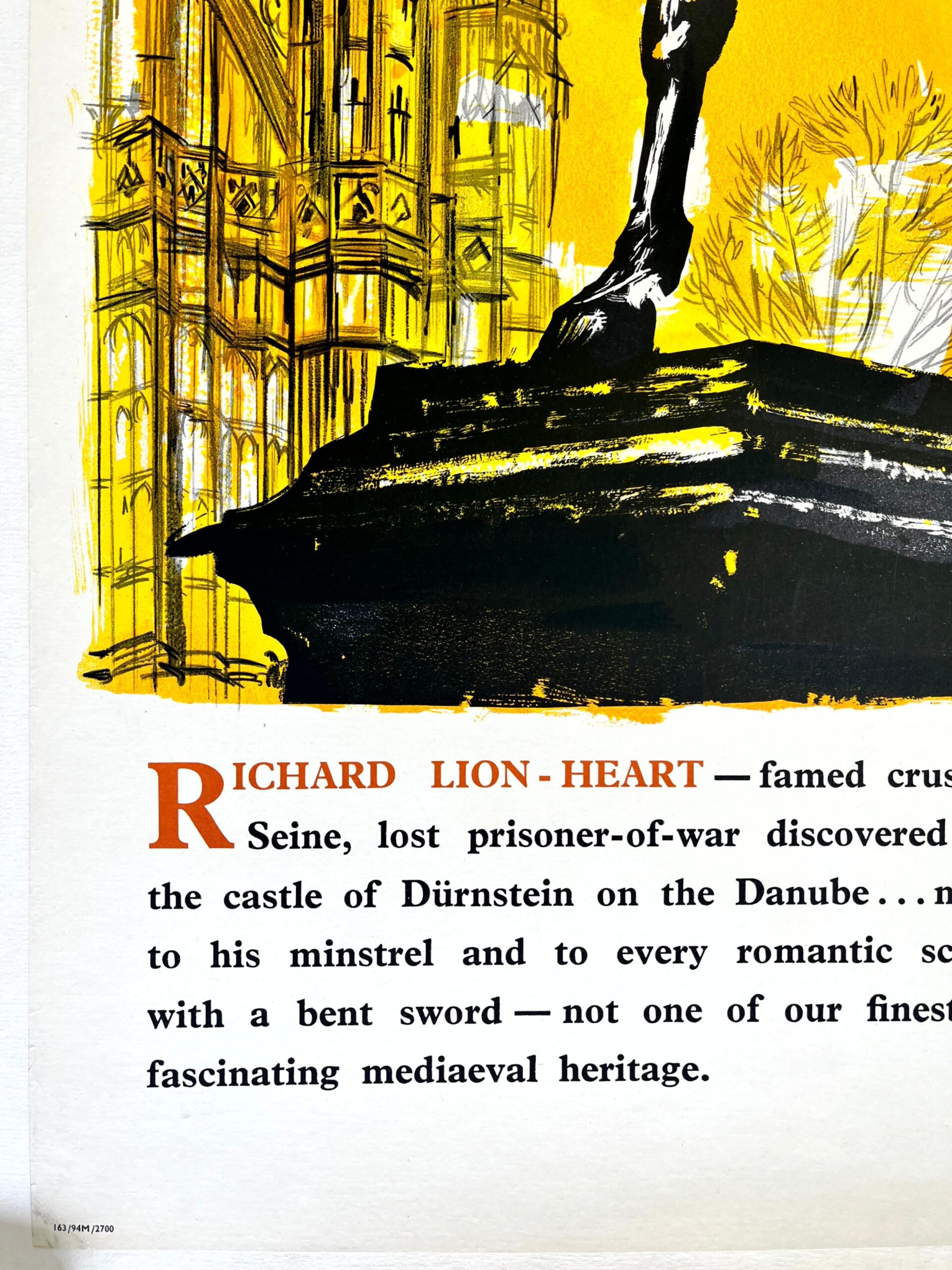 London Transport - Richard Lion-Heart - Art by John Finnie (1963) 25"x40" UK Travel Poster LB - Image 5