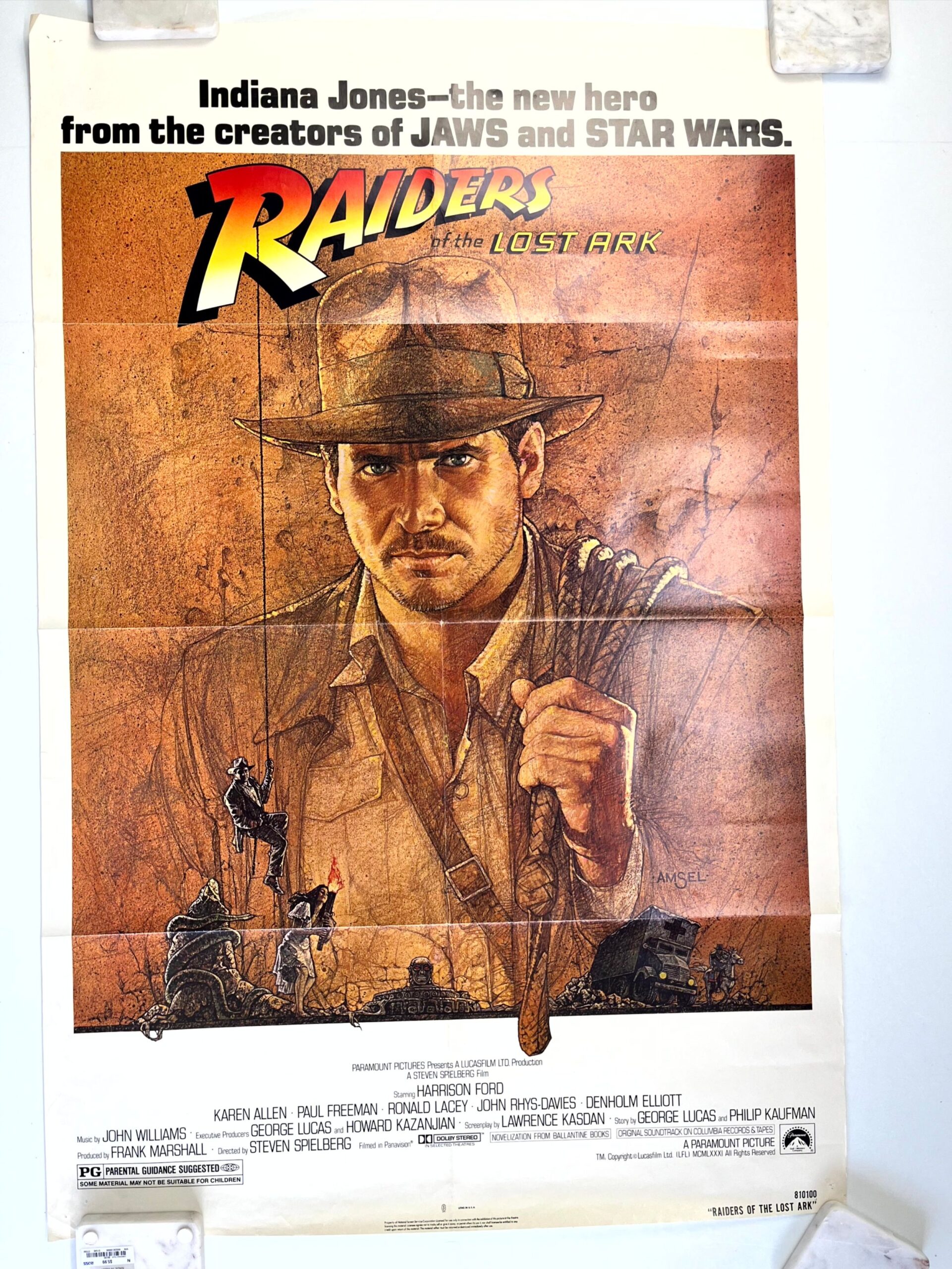 Raiders of the Lost Ark - Art by Amsel (1981) US One Sheet Movie Poster