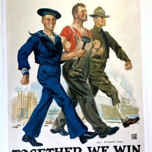 Together We Win - Art by James Flagg (1918) 28"x38" US WWII Patriot Poster LB