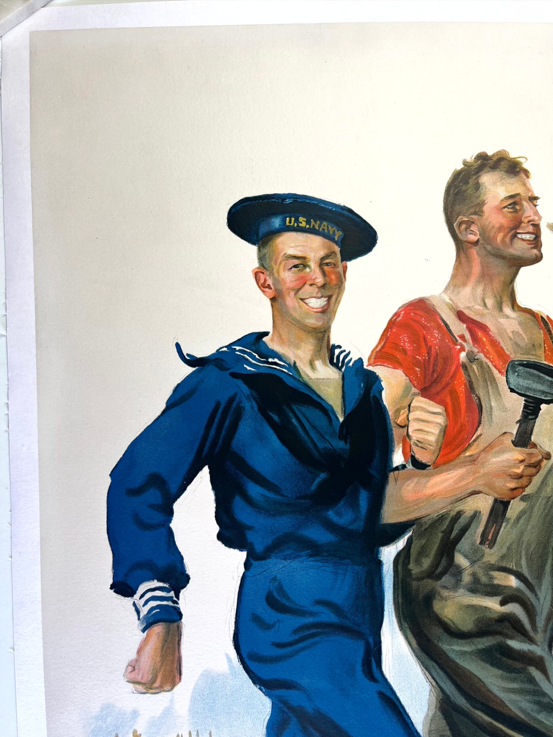 Together We Win - Art by James Flagg (1918) 28"x38" US WWII Patriot Poster LB - Image 2