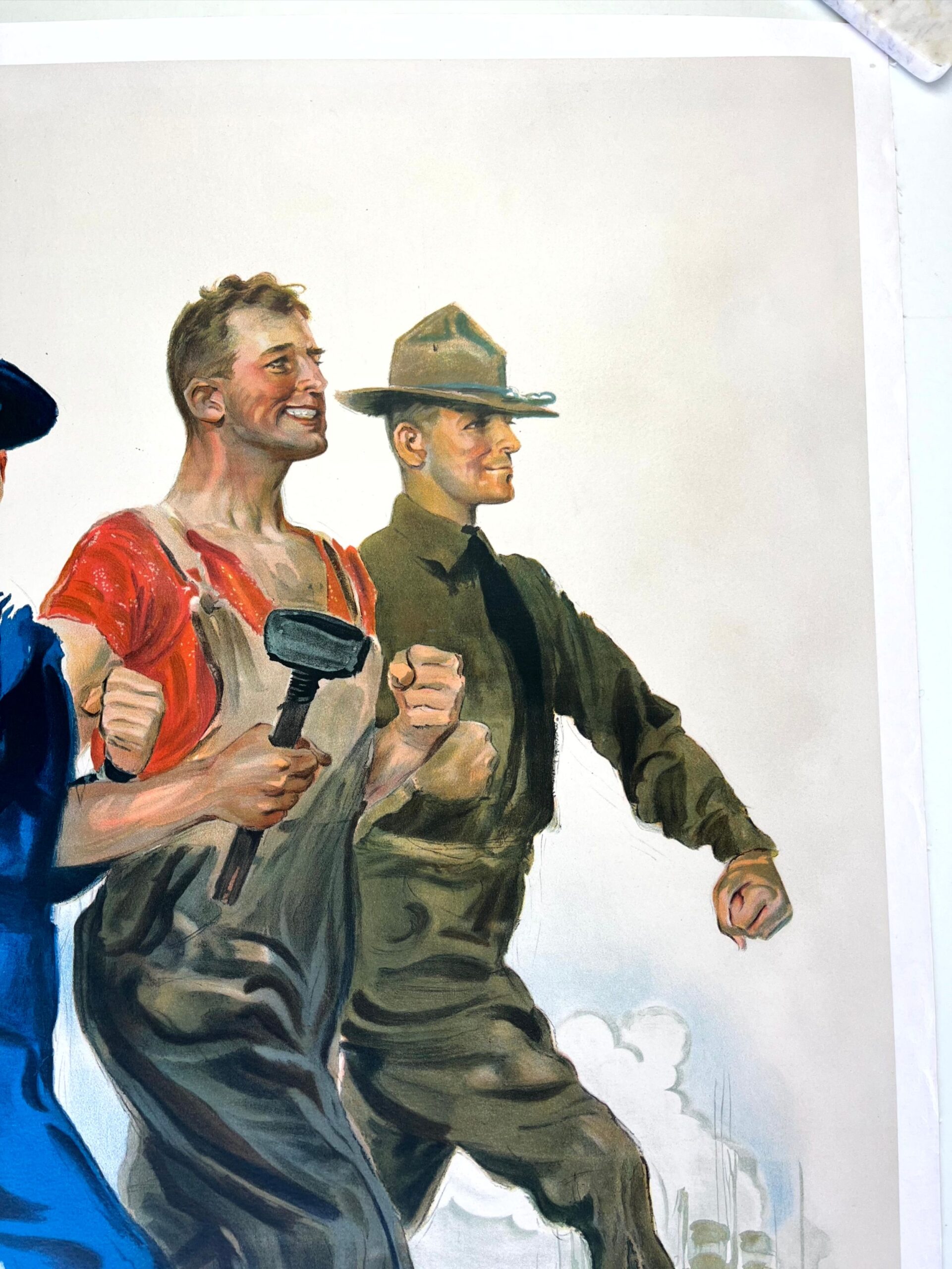 Together We Win - Art by James Flagg (1918) 28"x38" US WWII Patriot Poster LB - Image 3