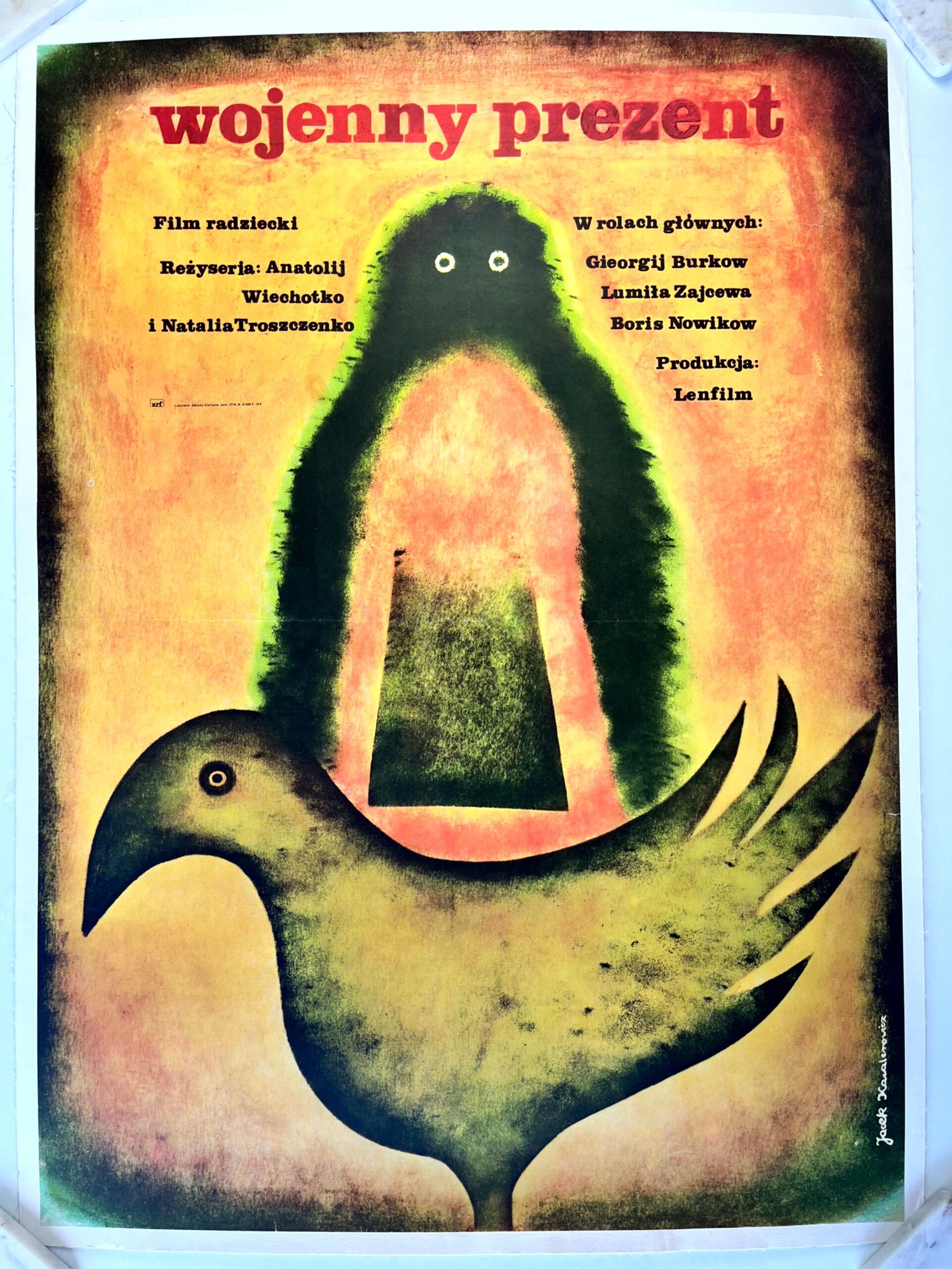 Wojenny Prezent - Art by Kawalerowicz (1976) 26.5"x36.5" Polish Movie Poster LB