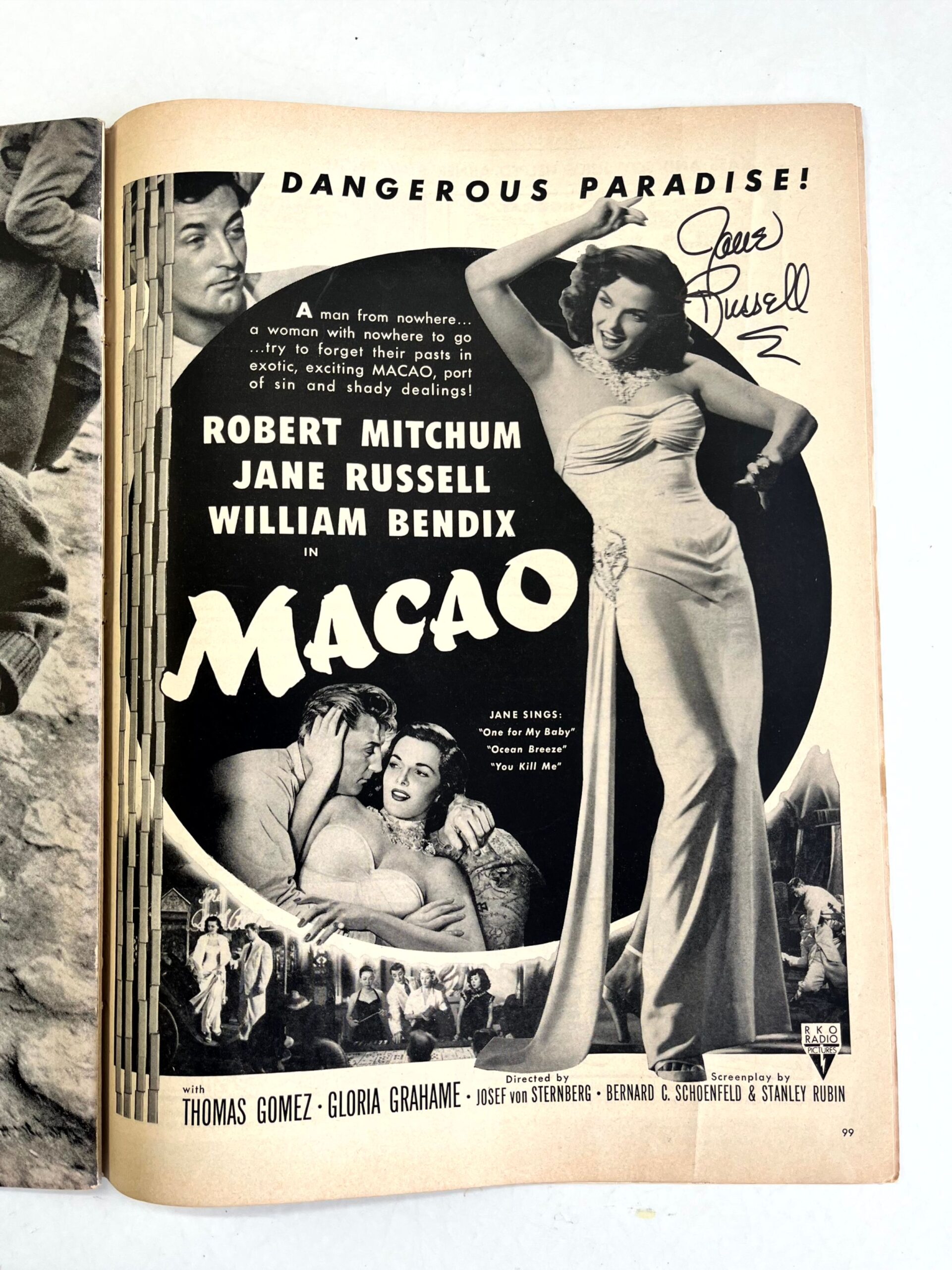 Life Magazine - Signed by Jane Russell (March 31, 1952) 10.5"x14"