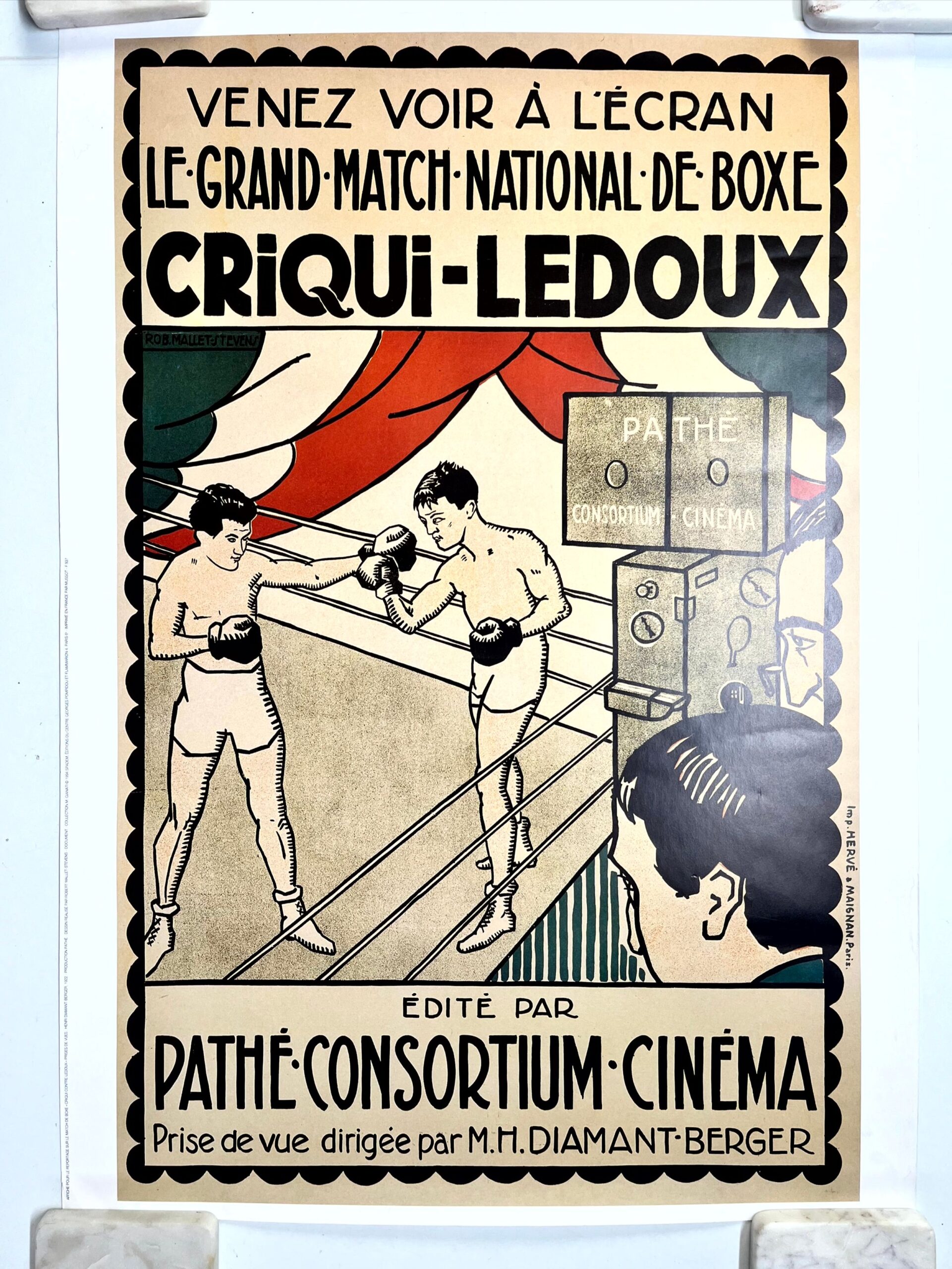 Pathe Kid and Pathe Boxing Match (r.1994) 19.85" x 27.5" French Movie Posters x2