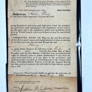 Rhode Island Liquor License - Racism (1832) 7.5" x 12" US Plantation Deed